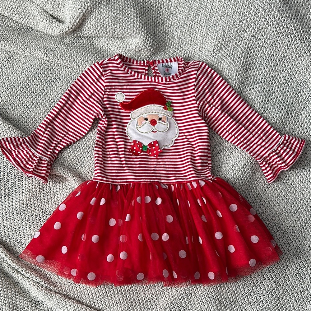 toddler 3t Santa Striped Holiday Christmas Dress